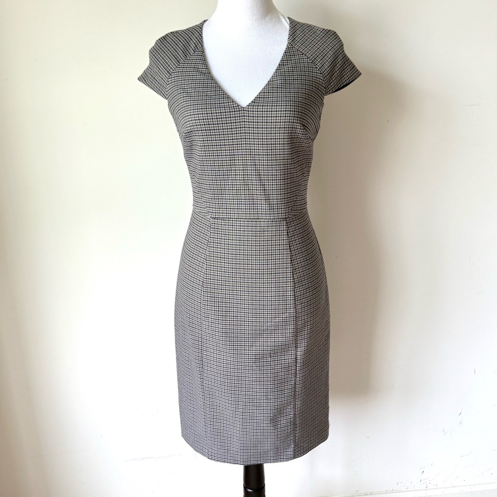 Banana Republic Black and White Checkered Midi Dress